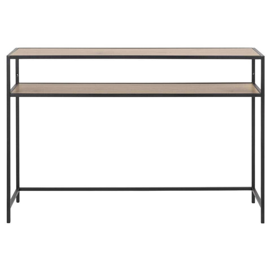 Leen Bakker - Sidetable Jaxx - Eiken - 79x120x35 Cm - Melamine - Bruin#Zwart afbeelding 1