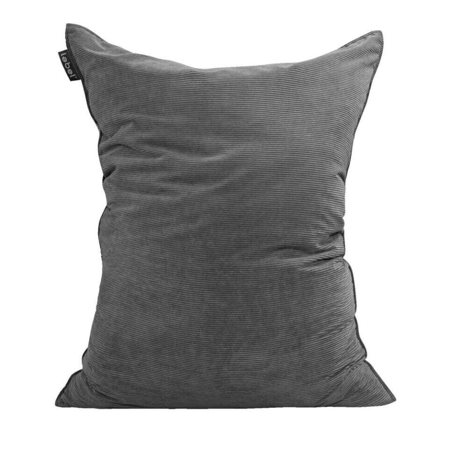 Leen Bakker - Zitzak Rib Velours - Antraciet - 100x150cm - Velvet - Grijs afbeelding 1