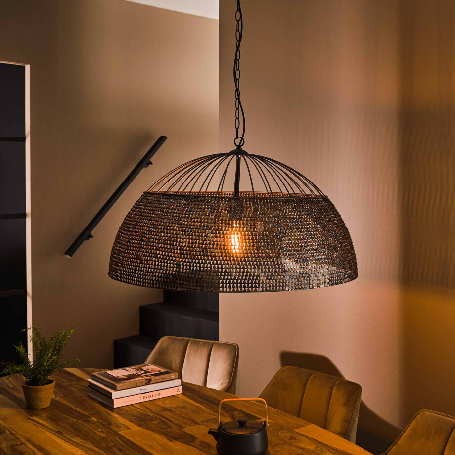 LifestyleFurn Hanglamp 'Yamileth' Ø80cm, kleur Zwart Bruin LifestyleFurn Hanglamp 'Yamileth' Ø80cm, kleur Zwart Bruin afbeelding 1