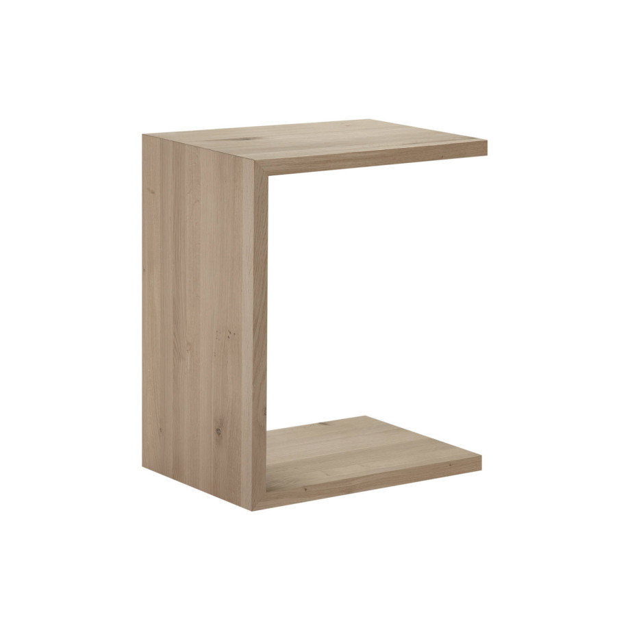 Goossens Bijzettafel Quinze, hout eiken onbewerkt, modern design, 50 x 60 x 35 cm afbeelding 1