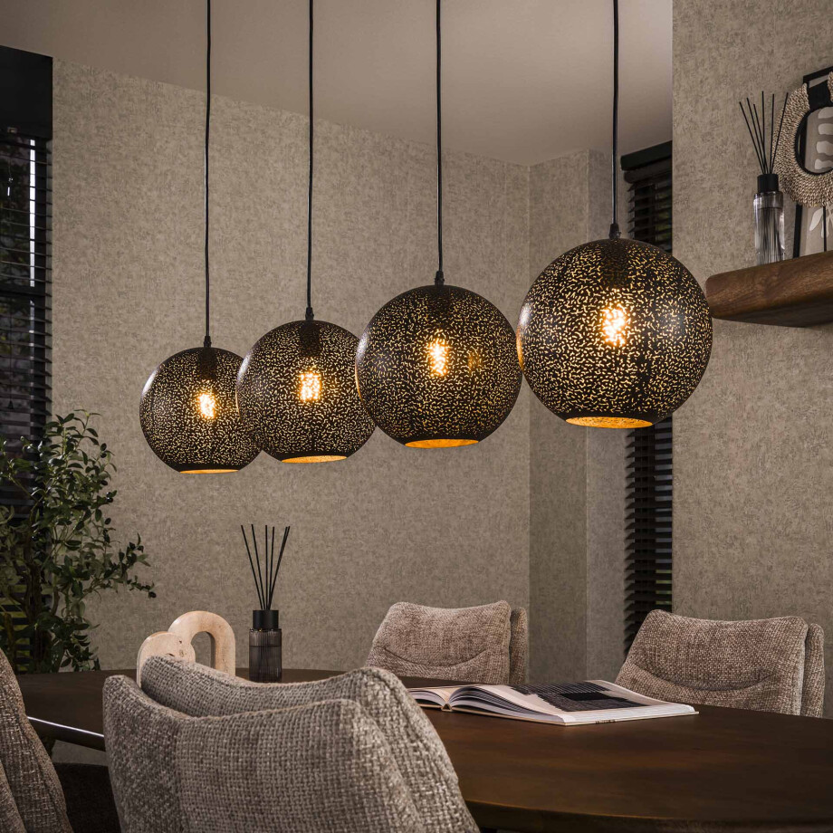 LifestyleFurn Hanglamp 'Henson' Artic black, 4-lamps afbeelding 1