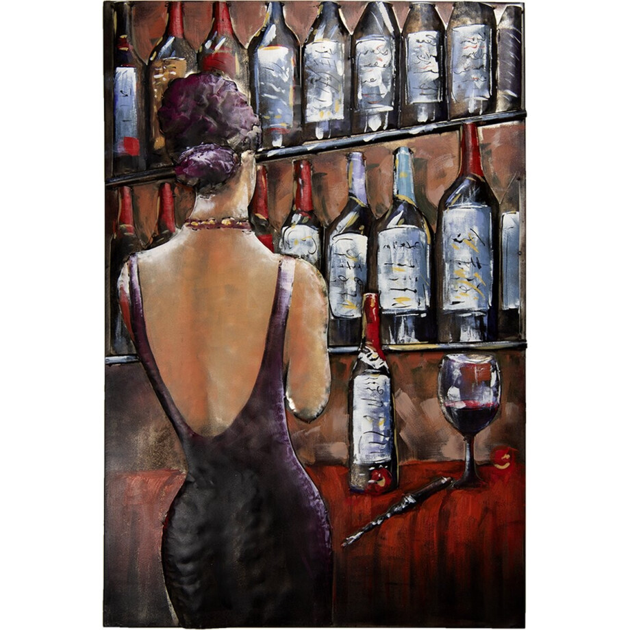 Clayre & Eef Metalen Schilderij 80x120 cm Rood Metaal Vrouw afbeelding 1