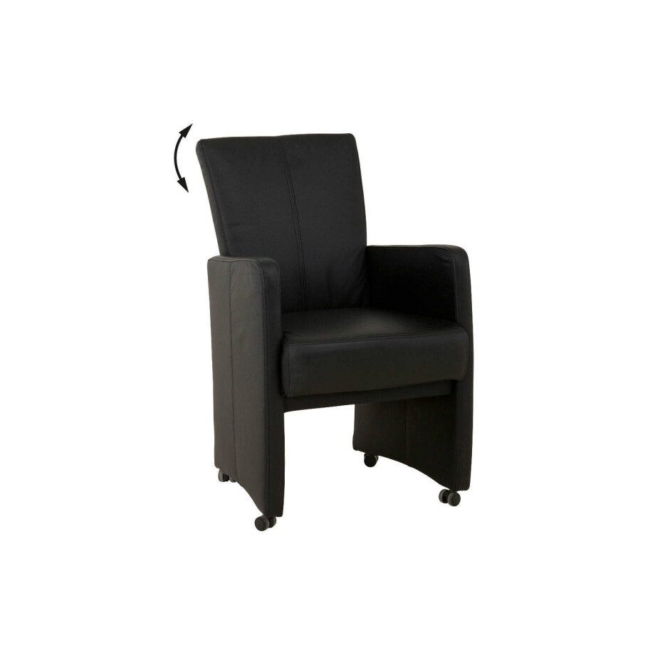 Goossens Excellent Eetkamerstoel Riva zwart leer verstelbaar met armleuning en met wielen, stijlvol landelijk Goossens Excellent Eetkamerstoel Riva zwart leer verstelbaar met armleuning en met wielen, stijlvol landelijk afbeelding 1