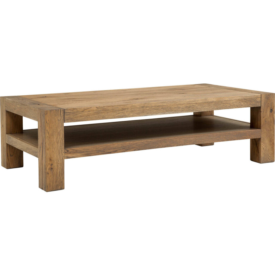 Goossens Salontafel Roots rechthoekig, hout eiken donkergrijs, stijlvol landelijk, 140 x 40 x 70 cm afbeelding 1