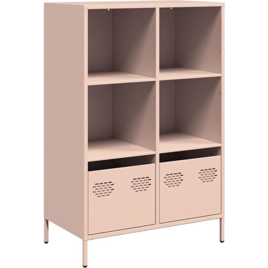 vidaXL - Hoge - kast - 68x39x103,5 - cm - staal - roze afbeelding 1