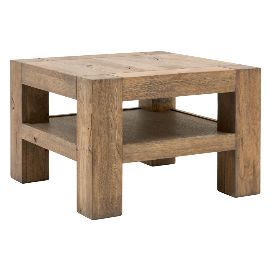 Goossens Hoektafel Roots, hout eiken donkergrijs, stijlvol landelijk, 60 x 40 x 60 cm afbeelding 1