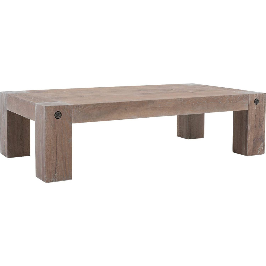 Goossens Salontafel Houston rechthoekig, hout eiken grijs, stijlvol landelijk, 150 x 40 x 80 cm afbeelding 1