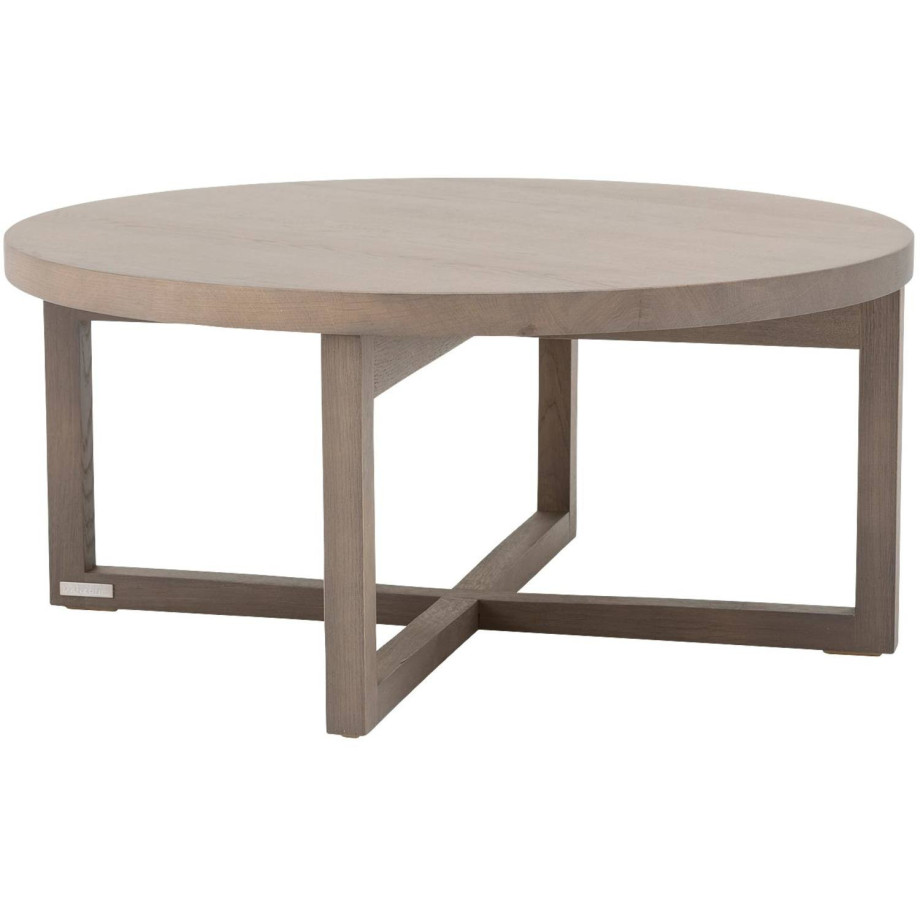 Goossens Salontafel Circulo rond, hout eiken donker bruin, urban industrieel, 70 x 32 x 70 cm afbeelding 1