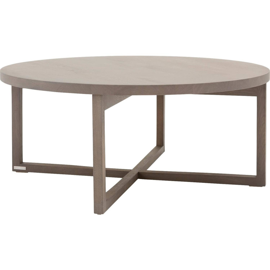 Goossens Salontafel Circulo rond, hout eiken donker bruin, urban industrieel, 90 x 38 x 90 cm afbeelding 1