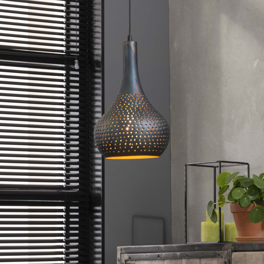 Hanglamp 'Judd' 1-lamps, 25cm, kleur Zwart / Bruin afbeelding 1