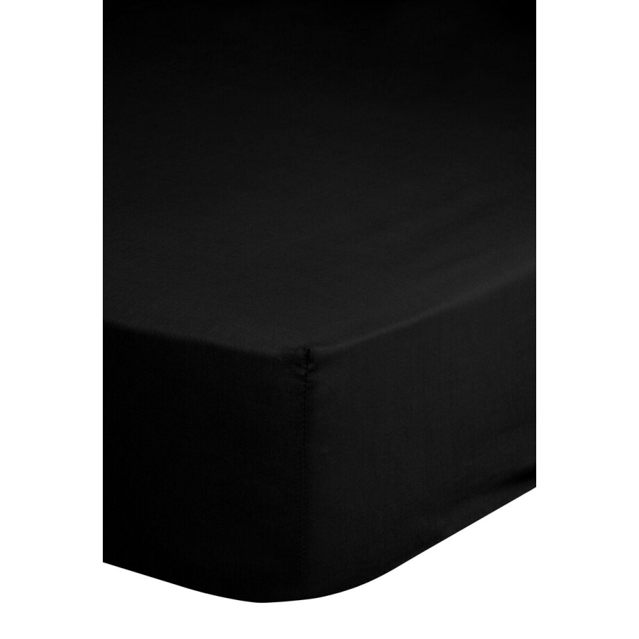 Good Morning hoeslaken effen kleur - Lits jumeaux 180x200 cm - Zwart - 100% Katoen renforce afbeelding 1