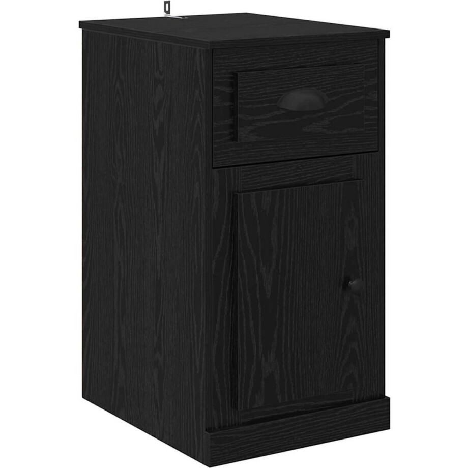 vidaXL - Bijzetkast - Zwart - Eiken - 40 - x - 50 - x - 75 - cm - Bewerkt - hout vidaXL - Bijzetkast - Zwart - Eiken - 40 - x - 50 - x - 75 - cm - Bewerkt - hout afbeelding 1