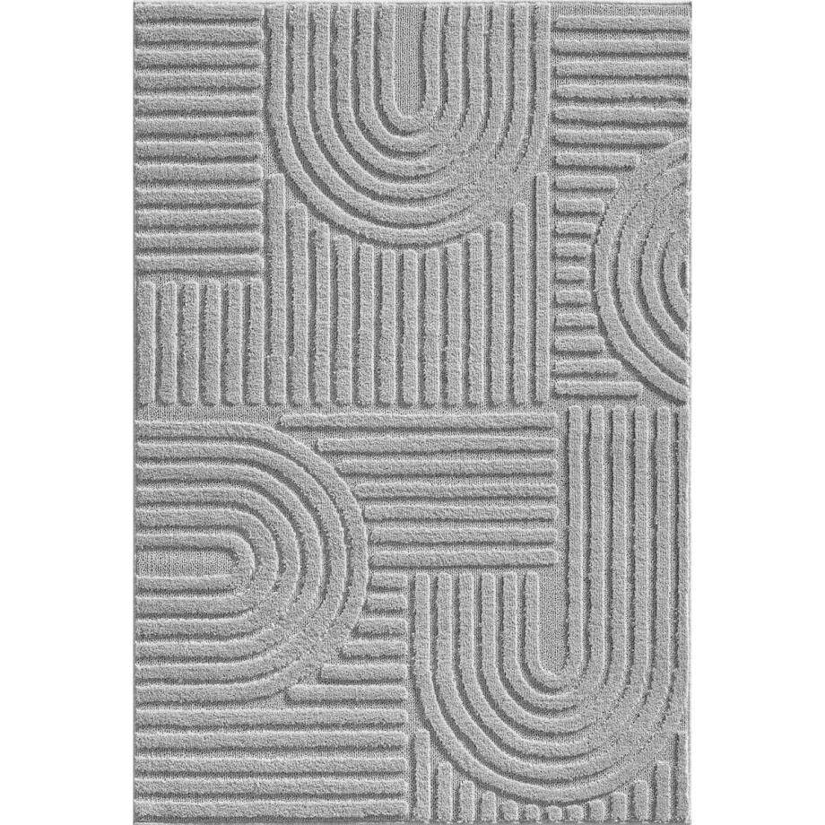 Flycarpets Arte Laagpolig Vloerkleed, Japandi Stijl, Kleur Zilver / Grijs , Vloerkleed / Tapijt voor Woonkamer, Jute achterkant 200x290 cm afbeelding 1