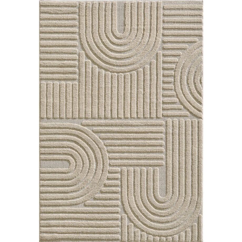 Flycarpets Arte Laagpolig Vloerkleed, Japandi Stijl, Kleur Beige , Vloerkleed / Tapijt voor Woonkamer, Jute achterkant 160x230 cm afbeelding 1