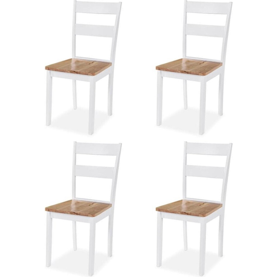 vidaXL - Eetkamerstoelen - 4 - st - massief - rubberwood - wit vidaXL - Eetkamerstoelen - 4 - st - massief - rubberwood - wit afbeelding 1