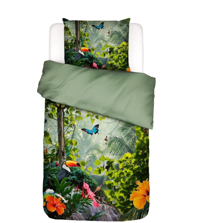 ESSENZA Gabriel Dekbedovertrek Groen - Eenpersoons – 140x200/220 cm afbeelding 1