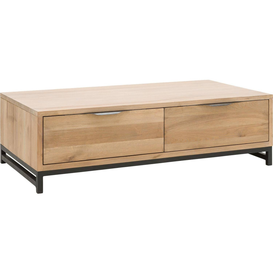 Goossens Salontafel Max rechthoekig, hout eiken onbewerkt, urban industrieel, 125 x 37 x 65 cm afbeelding 1