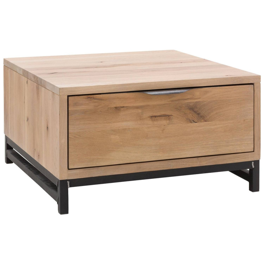 Goossens Hoektafel Max, hout eiken onbewerkt, urban industrieel, 65 x 37 x 65 cm afbeelding 1