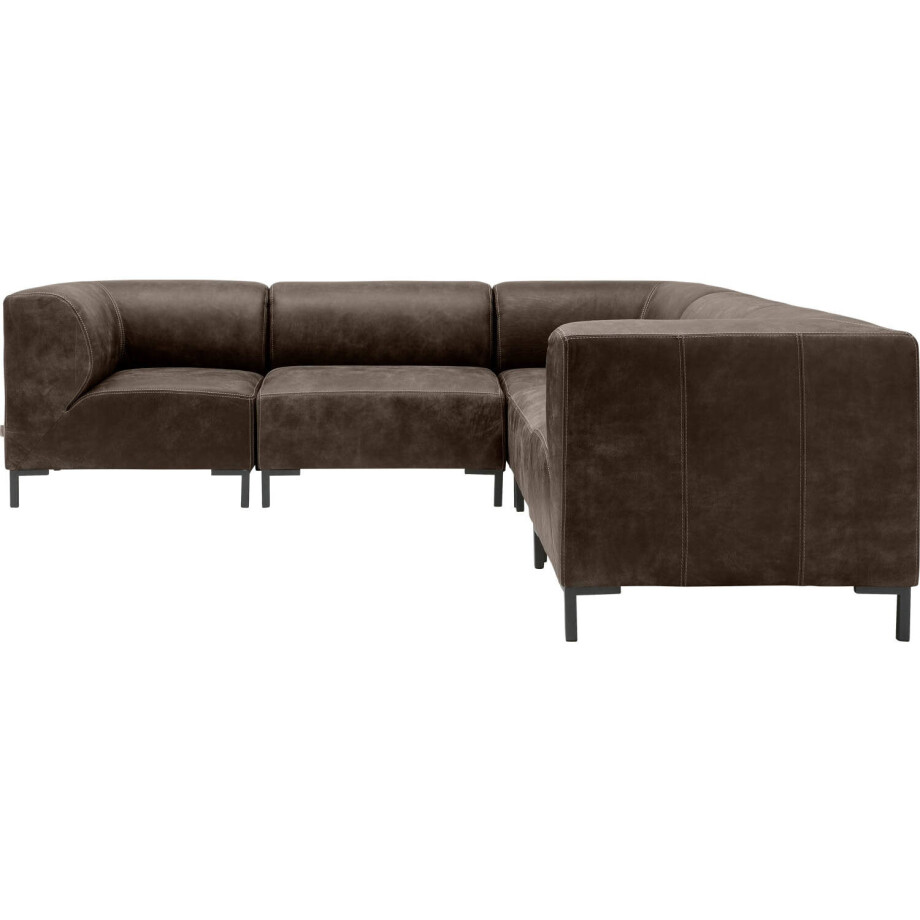 Goossens Excellent Hoekbank Marshall donkerbruin, leer, 2 x 1,5-zits, urban industrieel Goossens Excellent Hoekbank Marshall donkerbruin, leer, 2 x 1,5-zits, urban industrieel afbeelding 1
