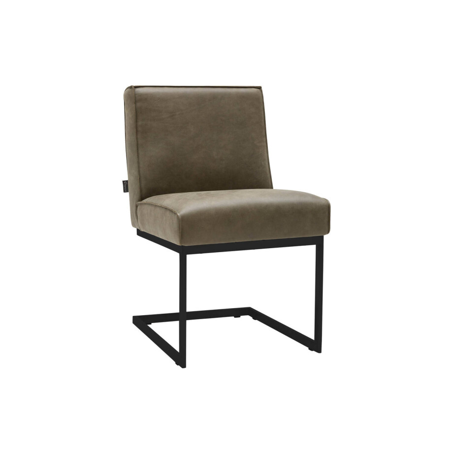 Goossens Excellent Eetkamerstoel Tom groen leer leuning, urban industrieel Goossens Excellent Eetkamerstoel Tom groen leer leuning, urban industrieel afbeelding 1