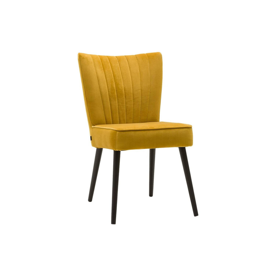 Goossens Eetkamerstoel Rob geel velvet stof leuning, urban industrieel Goossens Eetkamerstoel Rob geel velvet stof leuning, urban industrieel afbeelding 1