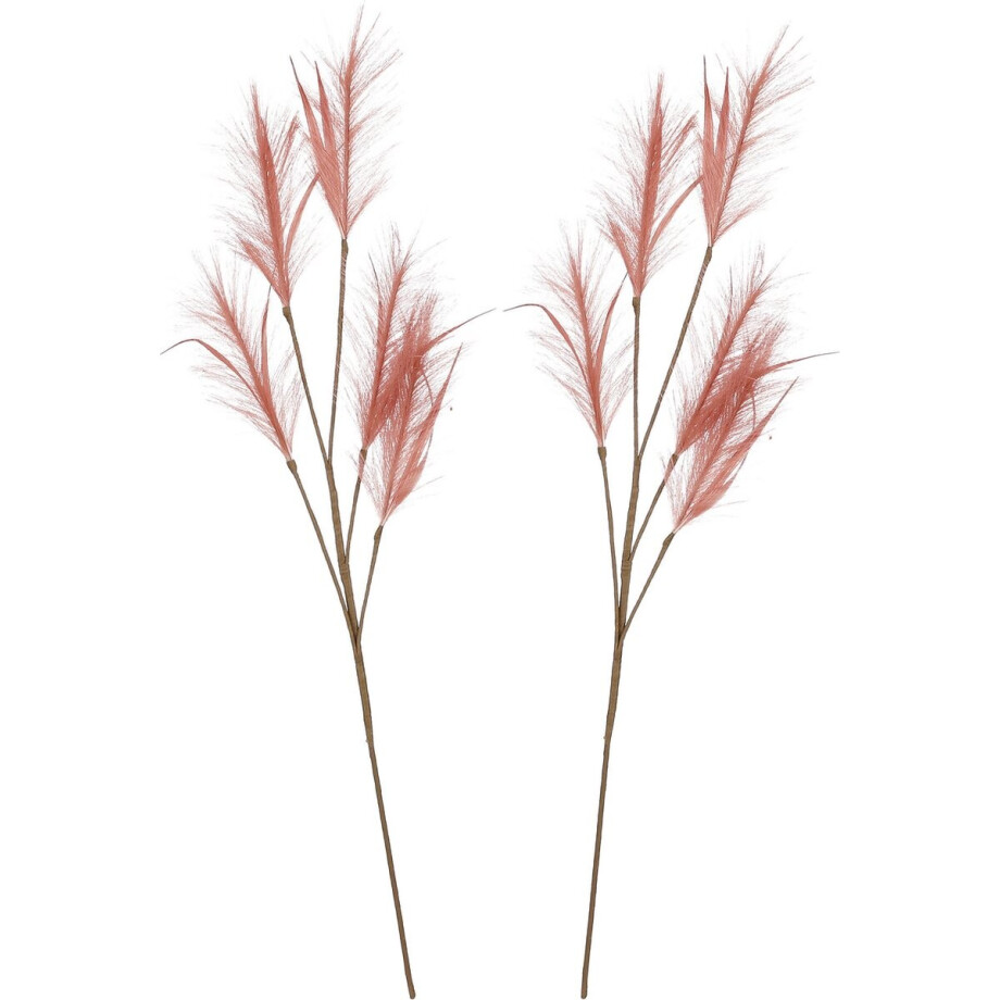 House of Seasons pluimgras losse steel/tak - 2x - meerdere stengels - oudroze - 98 cm - Decoratie kunst bloemen afbeelding 1