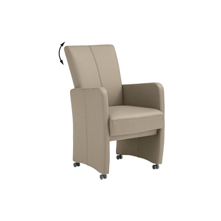 Goossens Excellent Eetkamerstoel Riva wit leer verstelbaar met armleuning en met wielen, stijlvol landelijk Goossens Excellent Eetkamerstoel Riva wit leer verstelbaar met armleuning en met wielen, stijlvol landelijk afbeelding 1