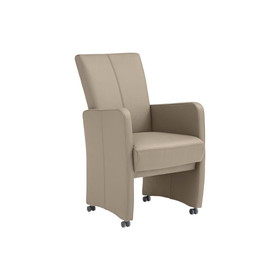 Goossens Excellent Eetkamerstoel Riva bruin leer met armleuning en met wielen, stijlvol landelijk Goossens Excellent Eetkamerstoel Riva bruin leer met armleuning en met wielen, stijlvol landelijk afbeelding 1