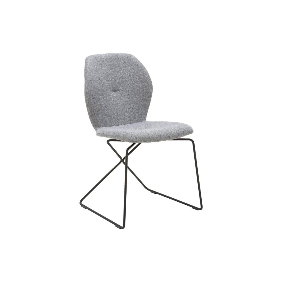 Goossens Excellent Eetkamerstoel Manzini grijs stof leuning, modern design afbeelding 1