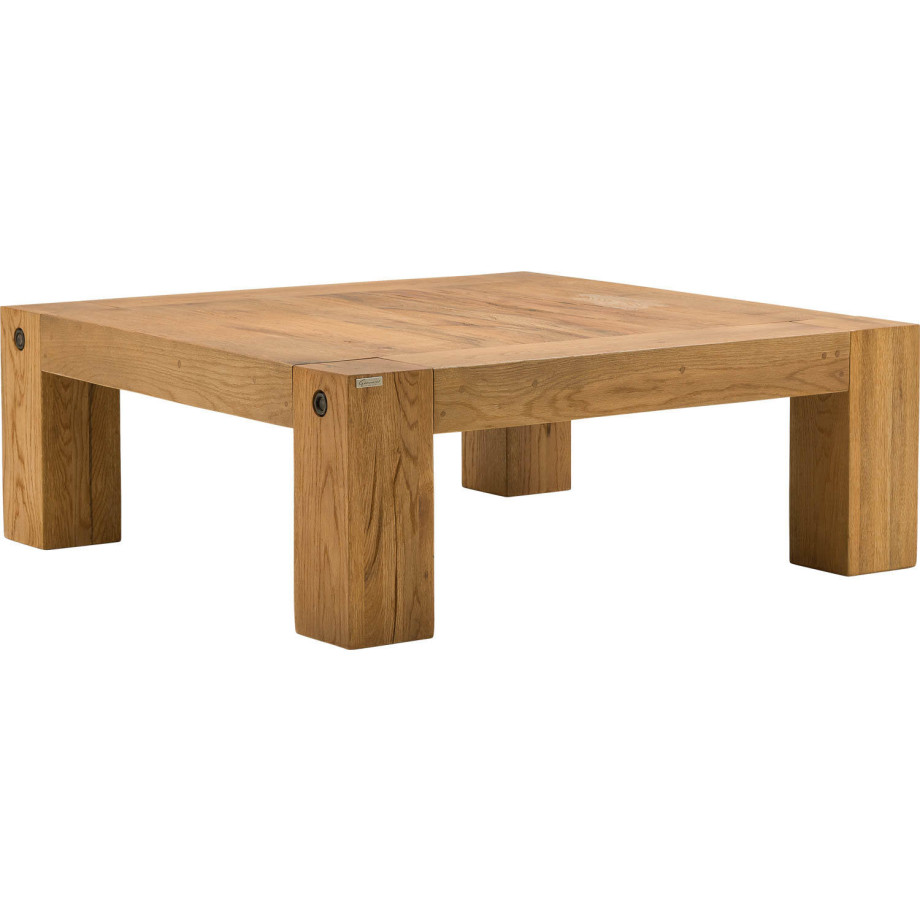 Goossens Salontafel Houston vierkant, hout eiken donker bruin, stijlvol landelijk, 110 x 40 x 110 cm afbeelding 1