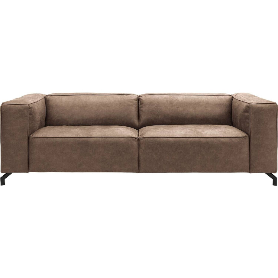 Goossens Bank Calvin bruin, micro leer, 3,5-zits, modern design Goossens Bank Calvin bruin, micro leer, 3,5-zits, modern design afbeelding 1