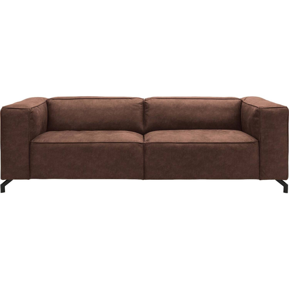 Goossens Bank Calvin bruin, micro leer, 3,5-zits, modern design Goossens Bank Calvin bruin, micro leer, 3,5-zits, modern design afbeelding 1