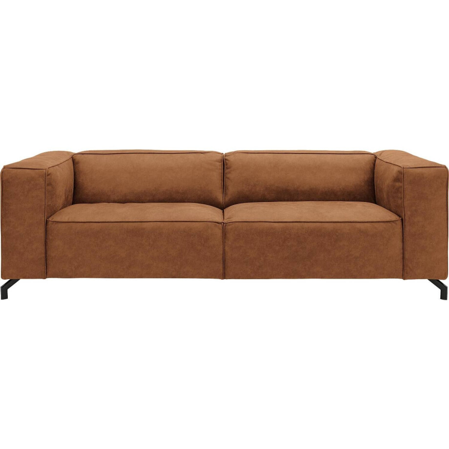 Goossens Bank Calvin cognac, micro leer, 3,5-zits, modern design Goossens Bank Calvin cognac, micro leer, 3,5-zits, modern design afbeelding 1