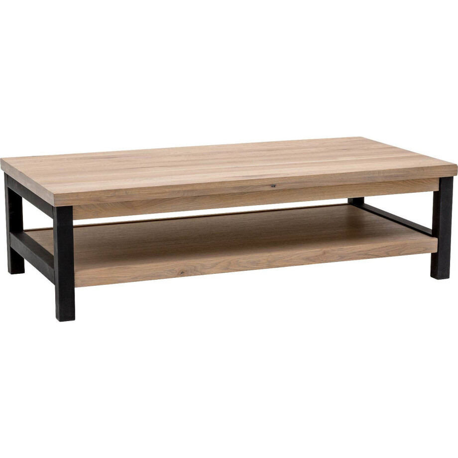 Goossens Salontafel Santos rechthoekig, hout eiken bruin, urban industrieel, 140 x 40 x 70 cm afbeelding 1