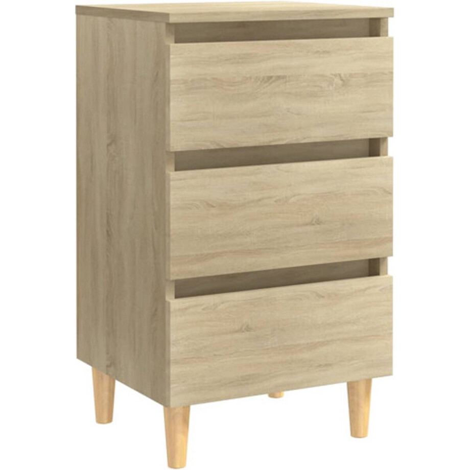 vidaXL - Nachtkastje - met - houten - poten - 40x35x69 - cm - sonoma - eikenkleurig vidaXL - Nachtkastje - met - houten - poten - 40x35x69 - cm - sonoma - eikenkleurig afbeelding 1