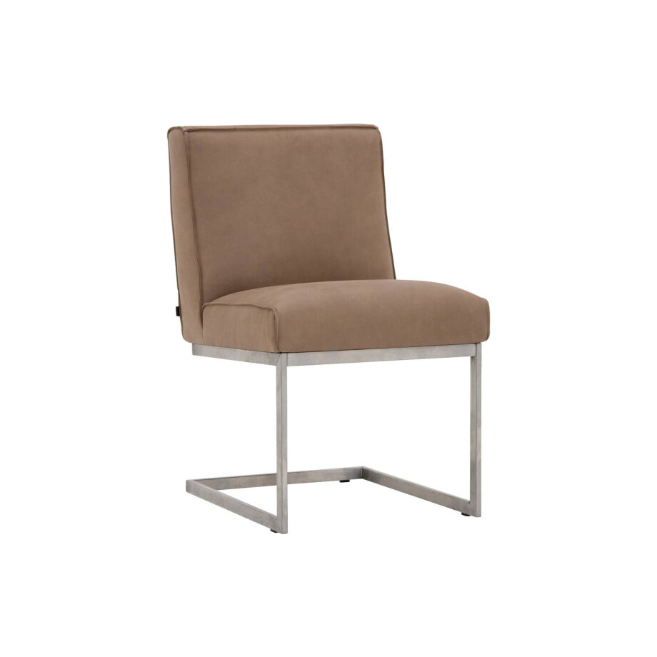 Goossens Excellent Eetkamerstoel Tom bruin leer leuning, urban industrieel Goossens Excellent Eetkamerstoel Tom bruin leer leuning, urban industrieel afbeelding 1