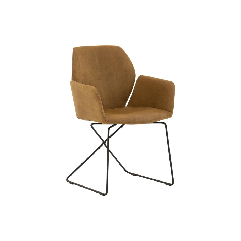 Goossens Excellent Eetkamerstoel Manzini bruin leer met armleuning, modern design Goossens Excellent Eetkamerstoel Manzini bruin leer met armleuning, modern design afbeelding 1