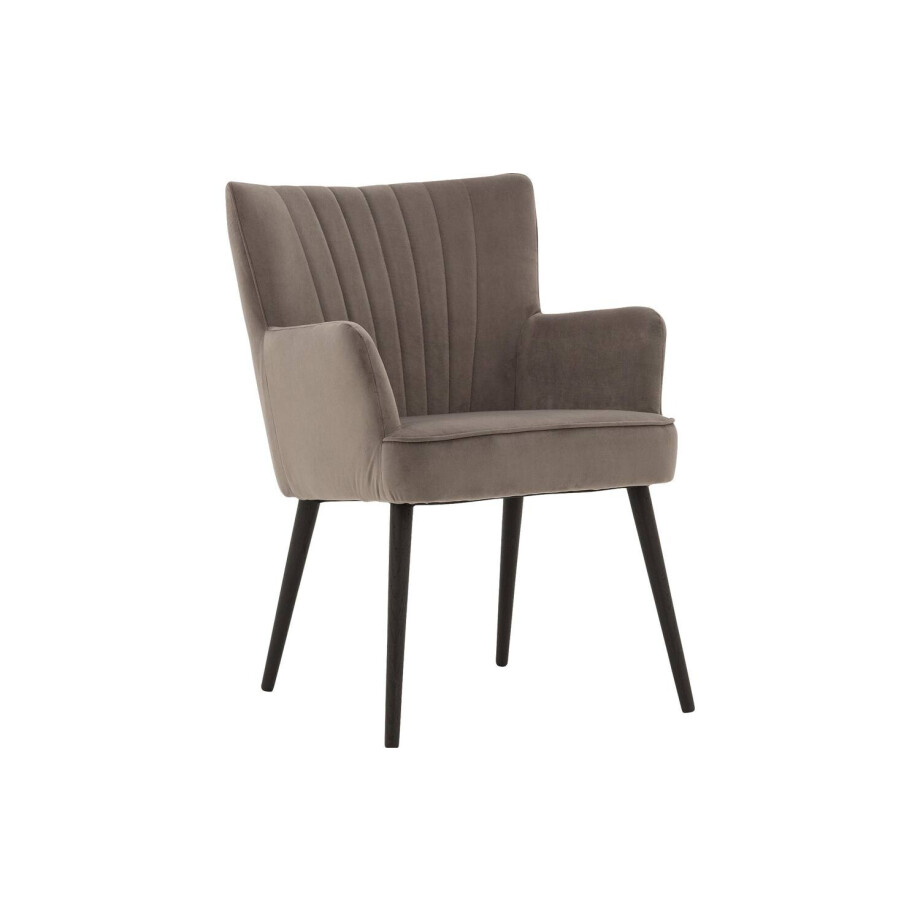 Goossens Eetkamerstoel Rob grijs velvet stof met armleuning, urban industrieel Goossens Eetkamerstoel Rob grijs velvet stof met armleuning, urban industrieel afbeelding 1