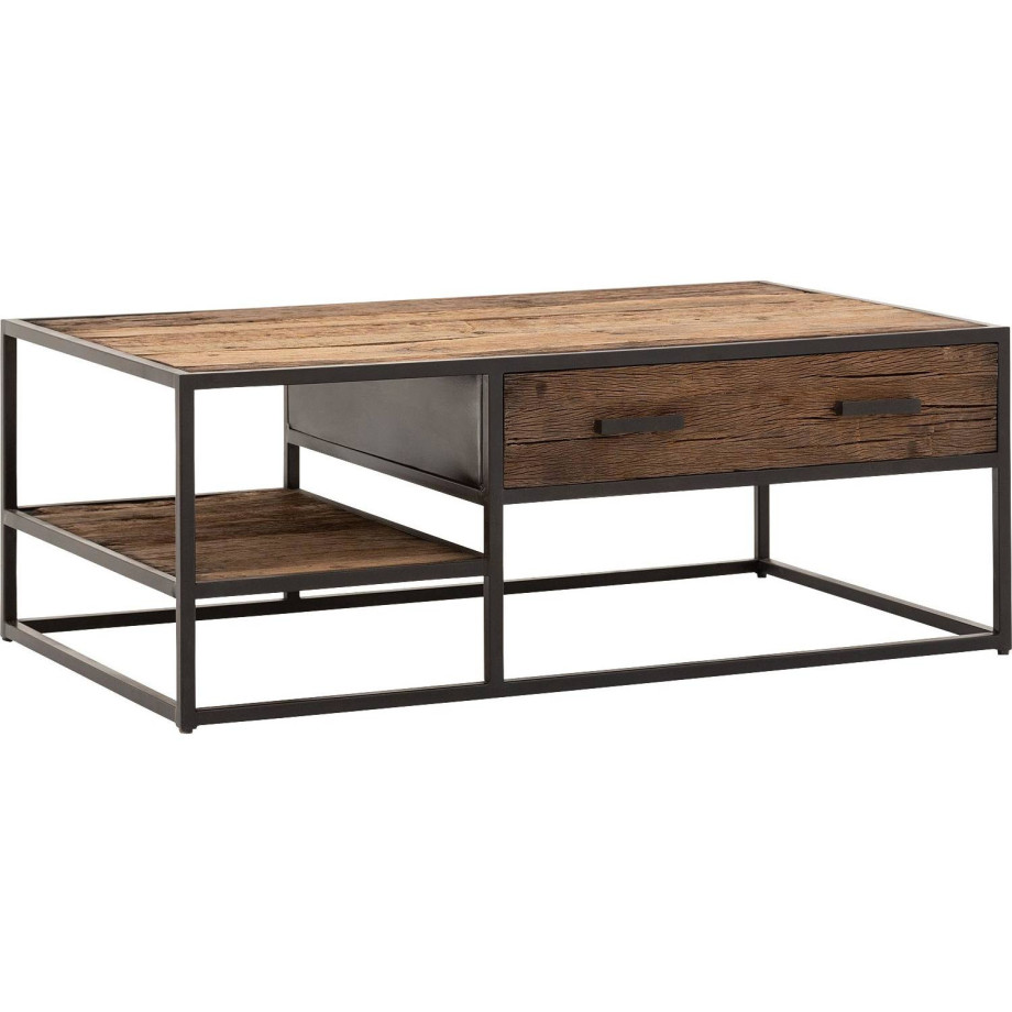 Goossens Eco Salontafel Otik rechthoekig, hout teak onbewerkt, urban industrieel, 120 x 44 x 70 cm afbeelding 1