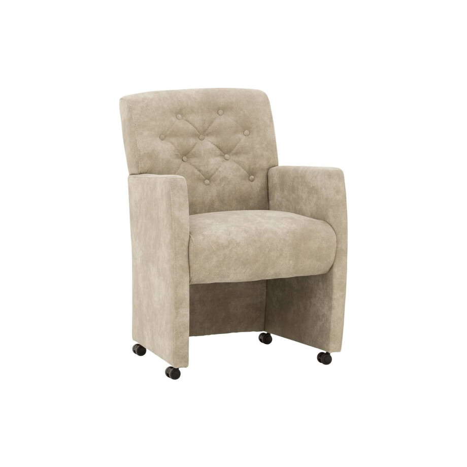 Goossens Eetkamerstoel Oliver grijs microvezel met armleuning en met wielen, stijlvol landelijk Goossens Eetkamerstoel Oliver grijs microvezel met armleuning en met wielen, stijlvol landelijk afbeelding 1