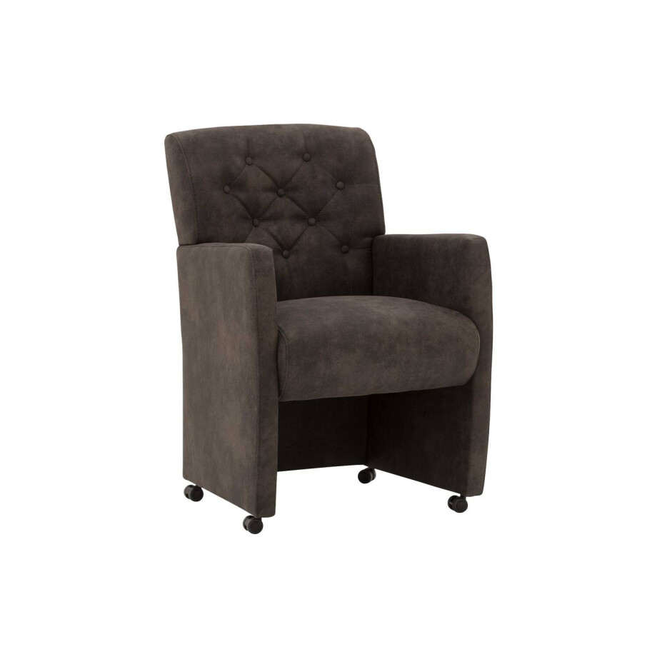 Goossens Eetkamerstoel Oliver grijs microvezel met armleuning en met wielen, stijlvol landelijk Goossens Eetkamerstoel Oliver grijs microvezel met armleuning en met wielen, stijlvol landelijk afbeelding 1