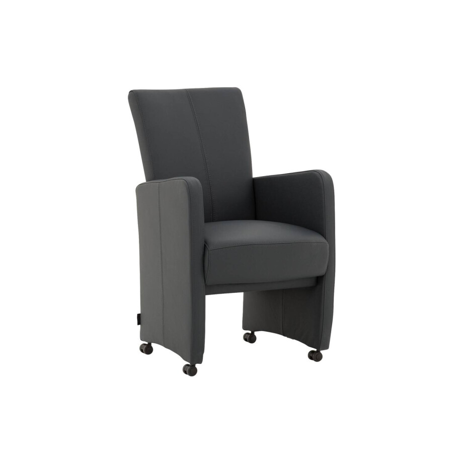Goossens Excellent Eetkamerstoel Riva grijs leer verstelbaar met armleuning en met wielen, stijlvol landelijk Goossens Excellent Eetkamerstoel Riva grijs leer verstelbaar met armleuning en met wielen, stijlvol landelijk afbeelding 1