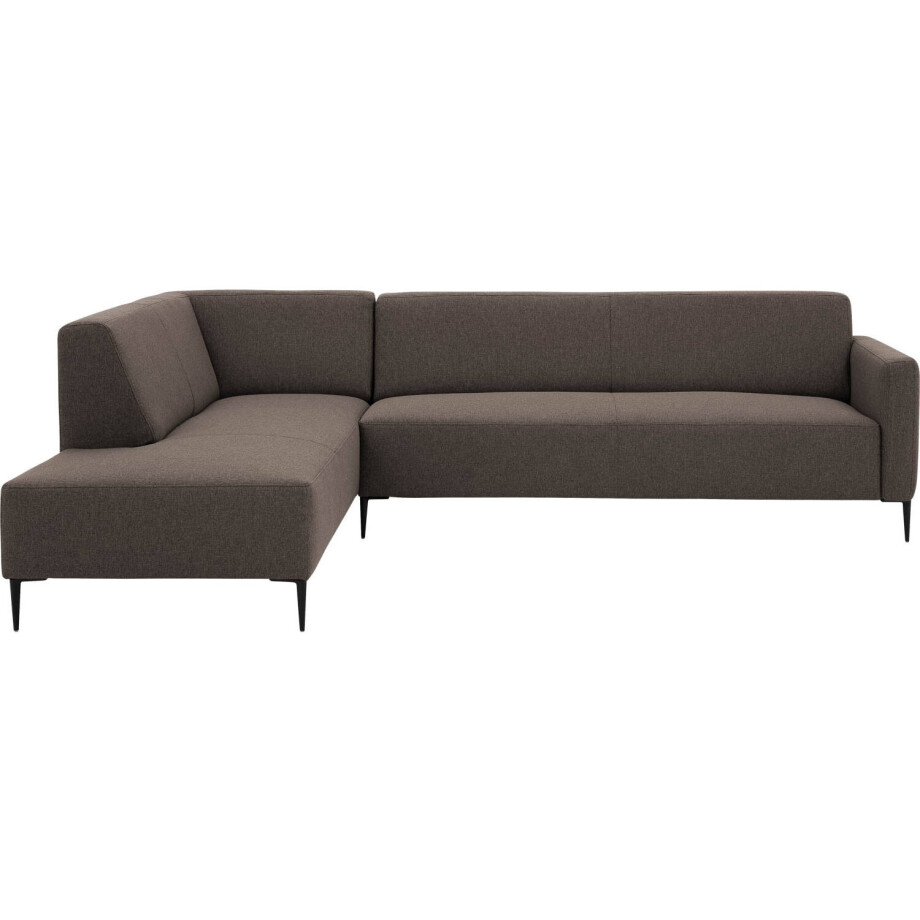 Goossens Bank Key West bruin, stof, 3-zits, modern design met ligelement links afbeelding 1