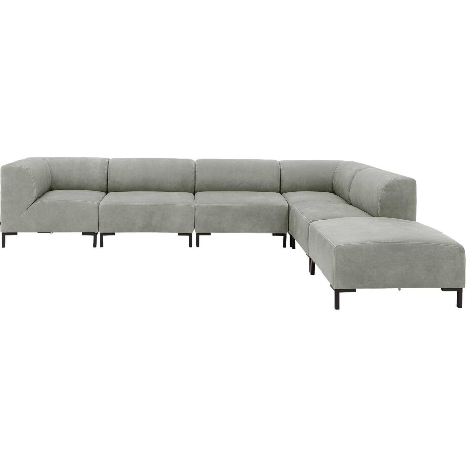 Goossens Excellent Hoekbank Marshall Met Hocker groen, leer, 1,5-zits, urban industrieel Goossens Excellent Hoekbank Marshall Met Hocker groen, leer, 1,5-zits, urban industrieel afbeelding 1