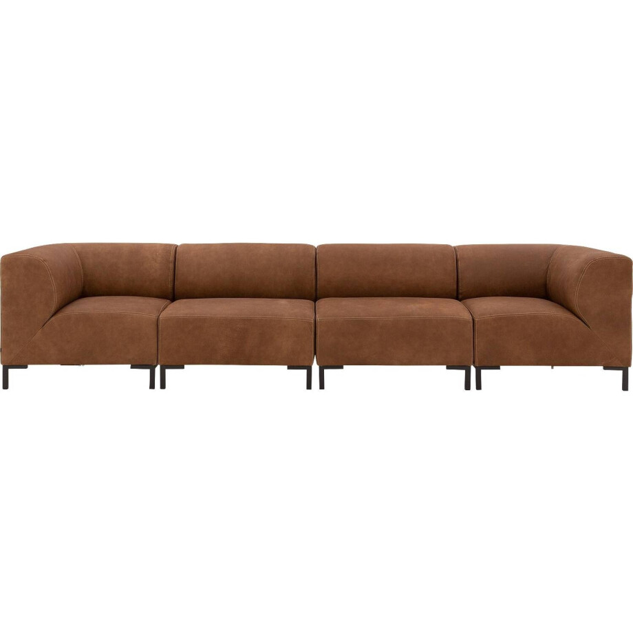 Goossens Excellent Bank Marshall bruin, leer, 2 x 1,5-zits, urban industrieel Goossens Excellent Bank Marshall bruin, leer, 2 x 1,5-zits, urban industrieel afbeelding 1