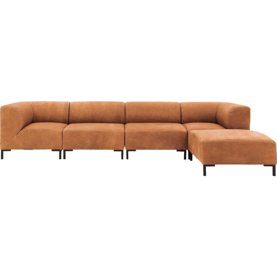 Goossens Excellent Bank Marshall Met Hocker cognac, leer, 2 x 1,5-zits, urban industrieel afbeelding 1