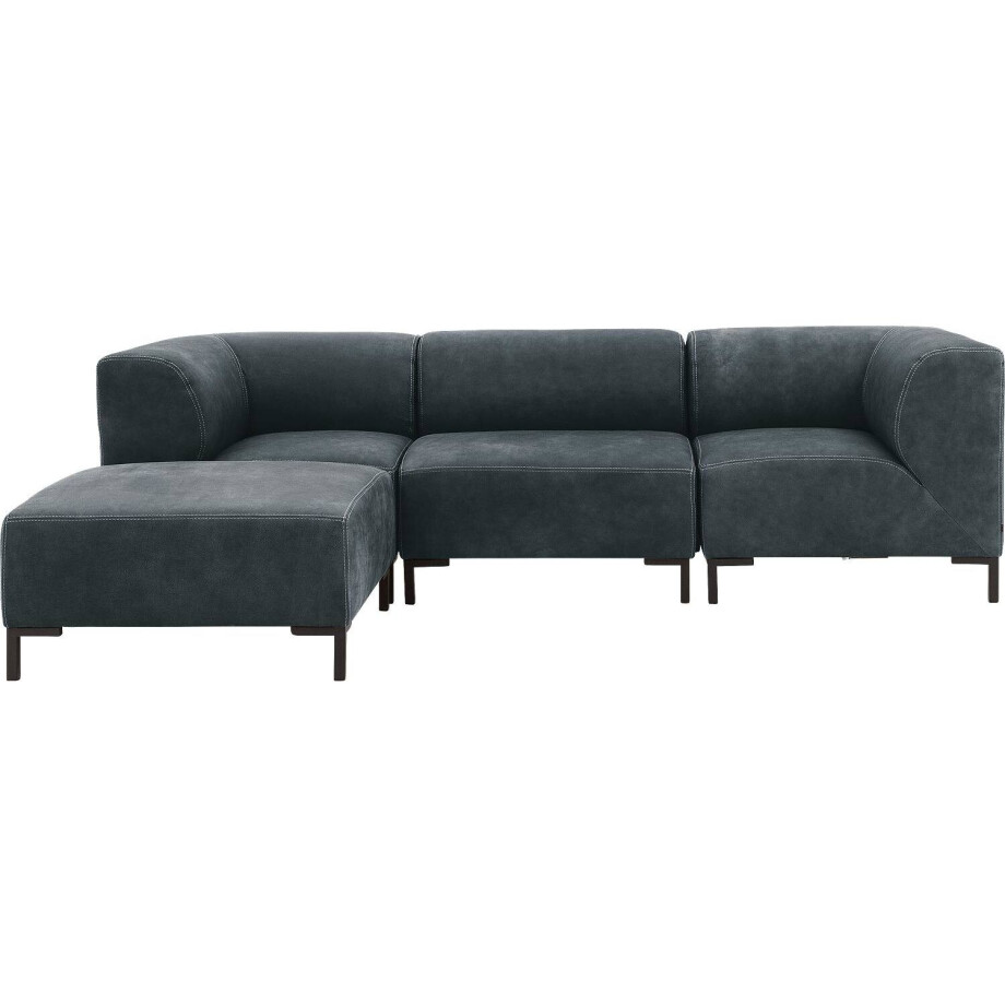 Goossens Excellent Bank Marshall Met Hocker zwart, leer, 1,5-zits, urban industrieel Goossens Excellent Bank Marshall Met Hocker zwart, leer, 1,5-zits, urban industrieel afbeelding 1