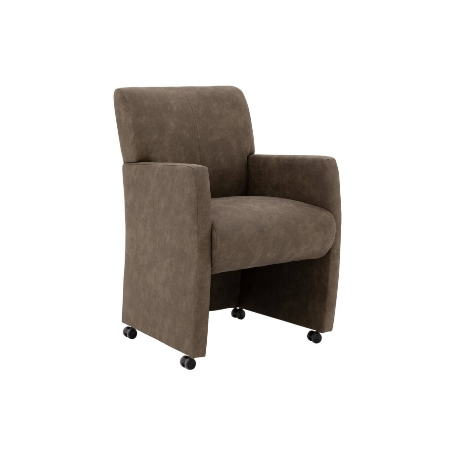 Goossens Eetkamerstoel Alex groen microvezel met armleuning en met wielen, stijlvol landelijk Goossens Eetkamerstoel Alex groen microvezel met armleuning en met wielen, stijlvol landelijk afbeelding 1