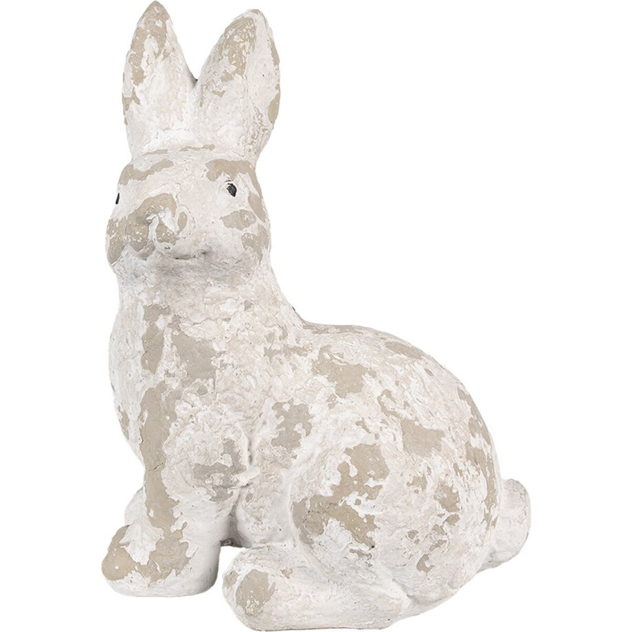 Clayre & Eef Decoratie Beeld Konijn 25x19x39 cm Wit Beige Magnesium (MGO) afbeelding 1