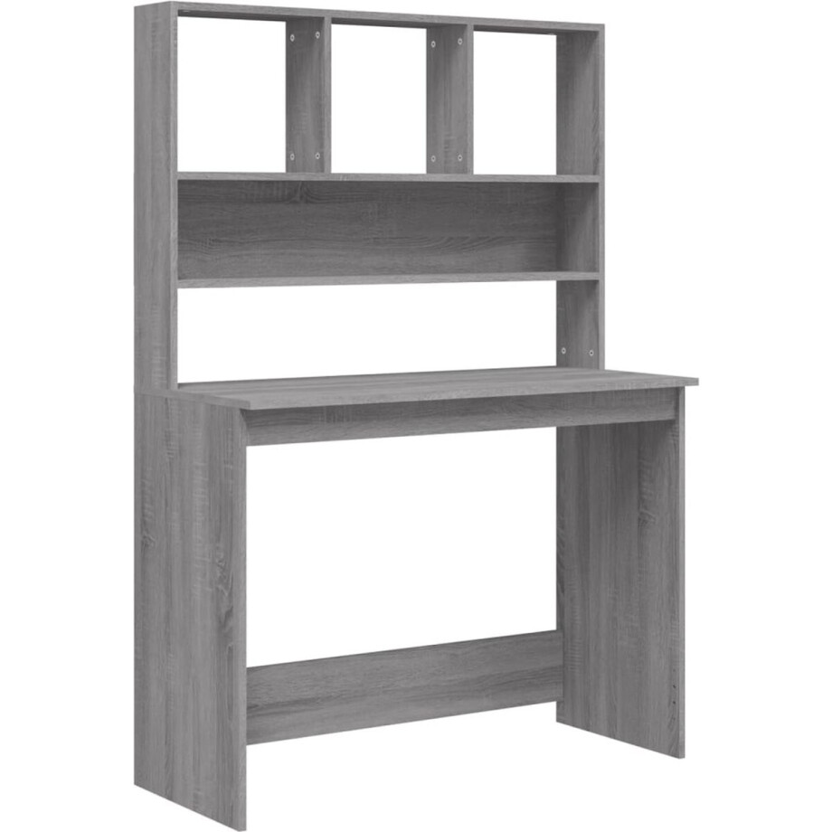 vidaXL - Bureau - met - schappen - 102x45x148 - cm - bewerkt - hout - grijs - sonoma afbeelding 1